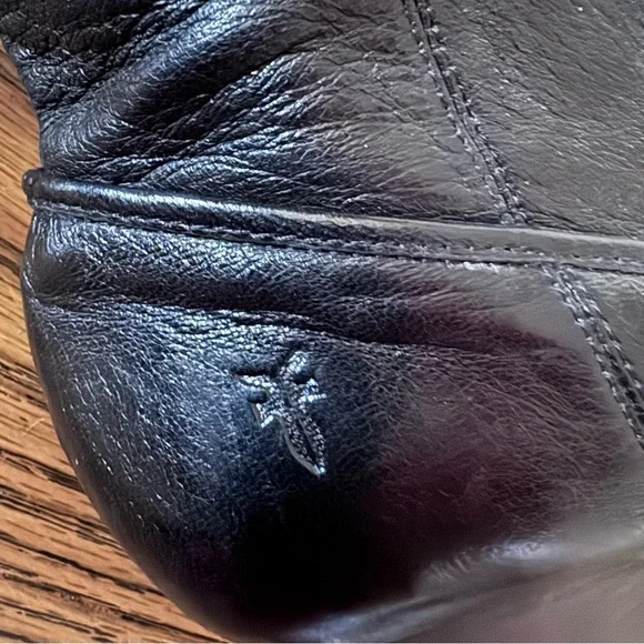 Frye Rory Scrunch Black Leather Boots 9 - Picture 2 of 15